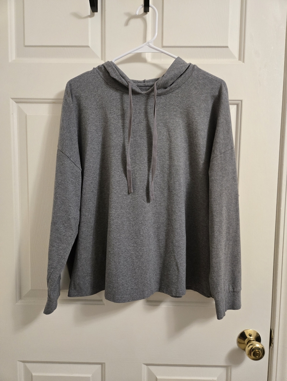 Eileen Fisher Heathered Gray Organic Cotton Hooded Top Size XL